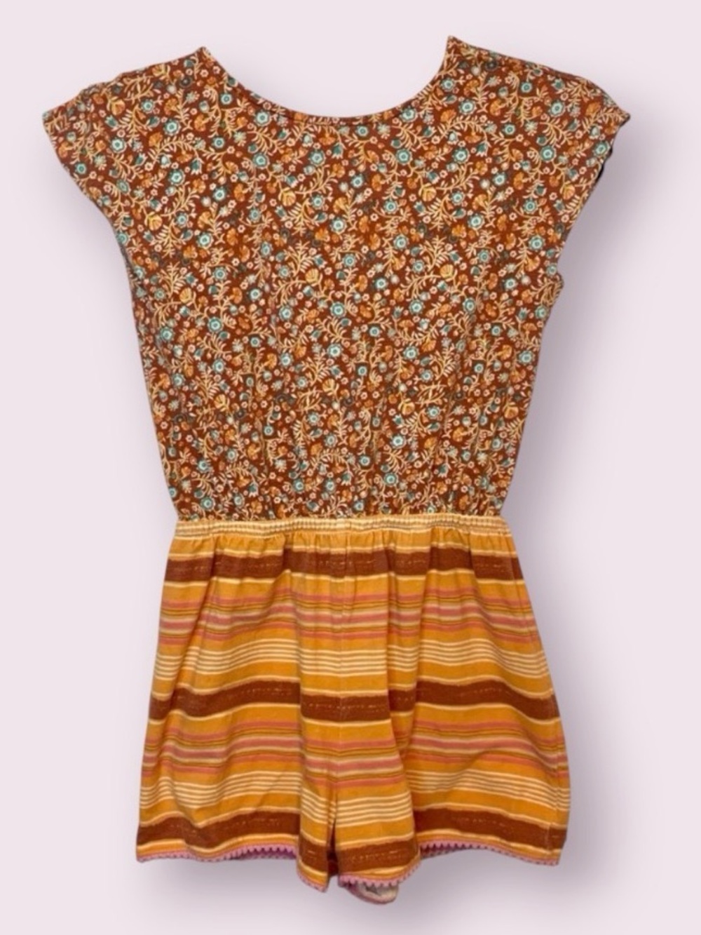 Matilda Jane Brilliant Daydream Sundown Romper Contrasting Floral Stripes Size 8